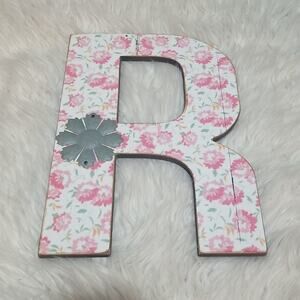 R Initial Boho Floral Wall Plague